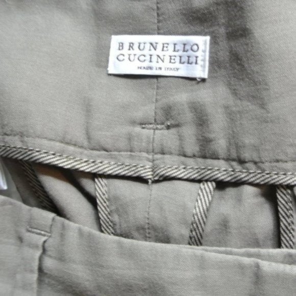 Brunello Cucinelli Pleated Pants Gray Cotton Silk size - 8 slit pockets - Picture 3 of 11